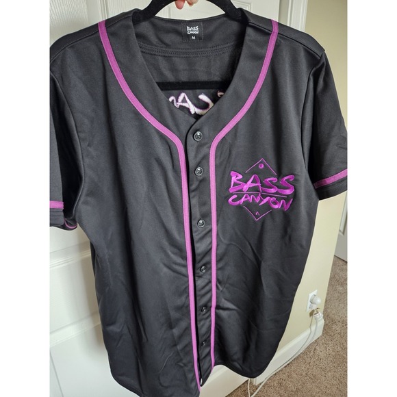 Bass Canyon #23 Black & Purple Embroidered Sportswear Festival Baseball Jersey M - Picture 2 of 12